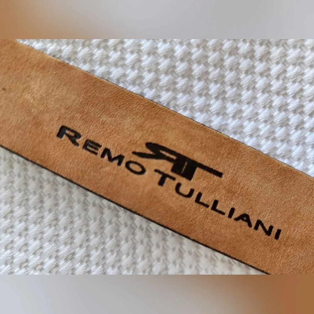Remo Tulliani Brown Textured Belt with Silver Buckle